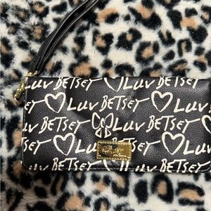 Betsey Johnson Black and Cream Wristlet